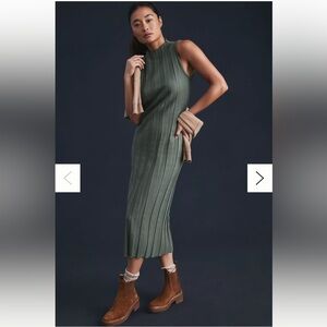 Stateside Olive Ribbed Midi Bodycon Dress